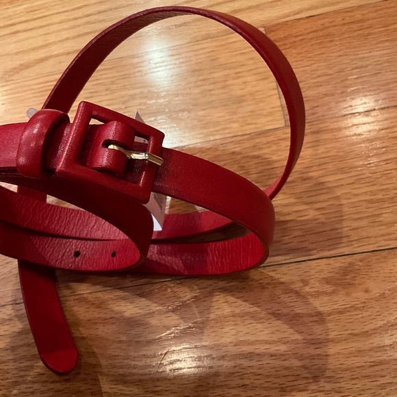Oscar de la Renta REd LEather belt main image 4